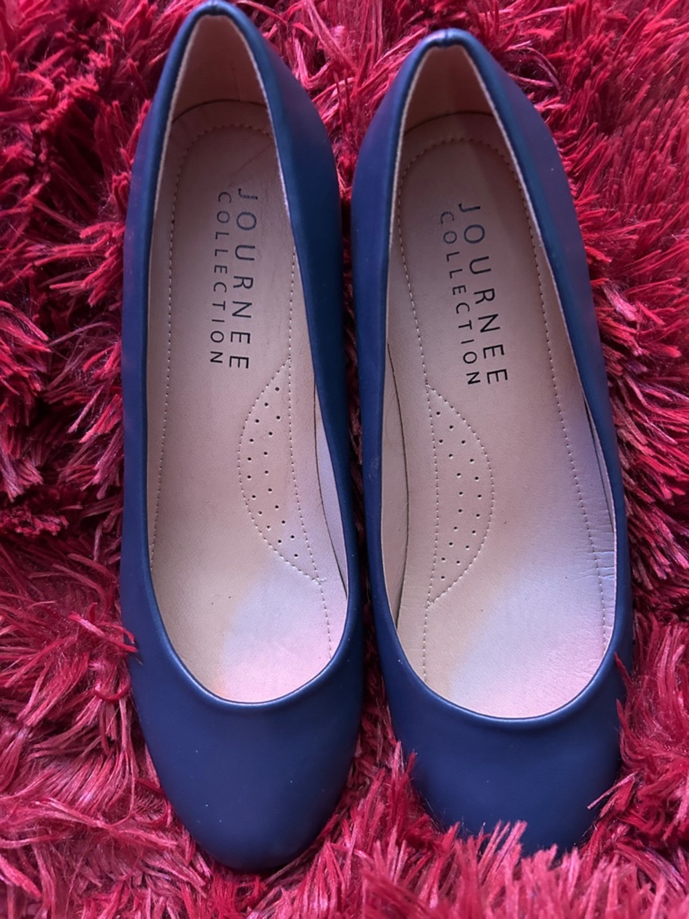Journee Collection Blue Round-Toe Ballet Flats